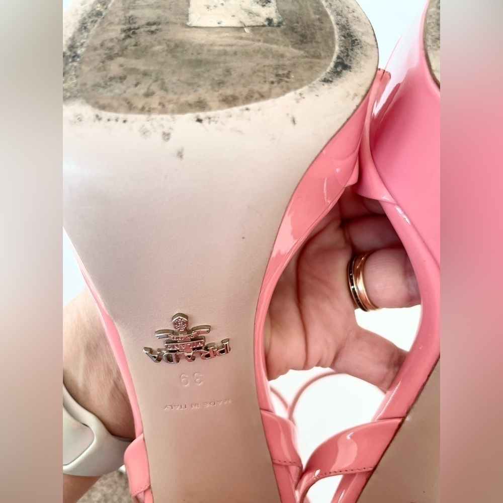 Prada petal pink patent leather block heel platform sandals EU 39 - Picture 11 of 13